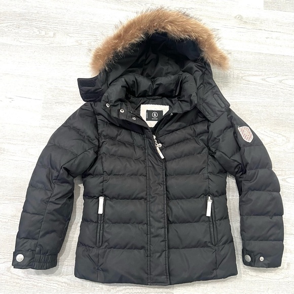 Bogner Raccoon Fur Hood Down Ski Jacket Size M/L 128-134 Black